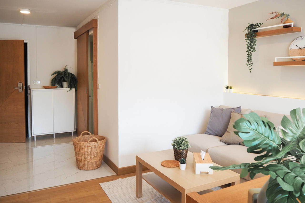 A tranquil Zen-inspired bedroom with a minimalist design, Zen