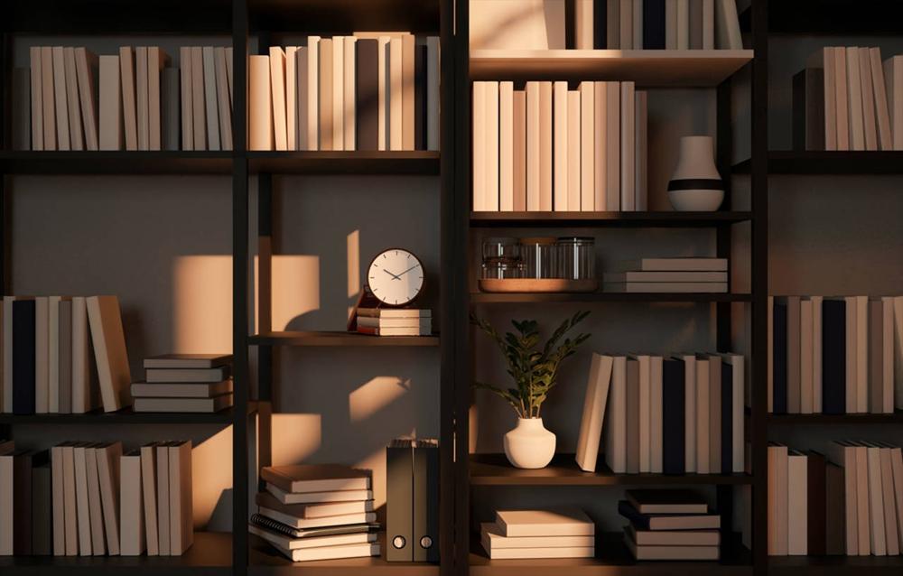 bookshelf decoration with complete order