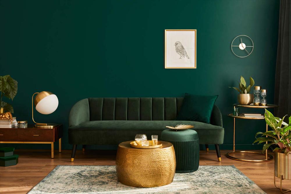 green colored living room