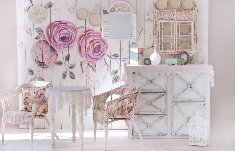 white decorated shabby chic living room